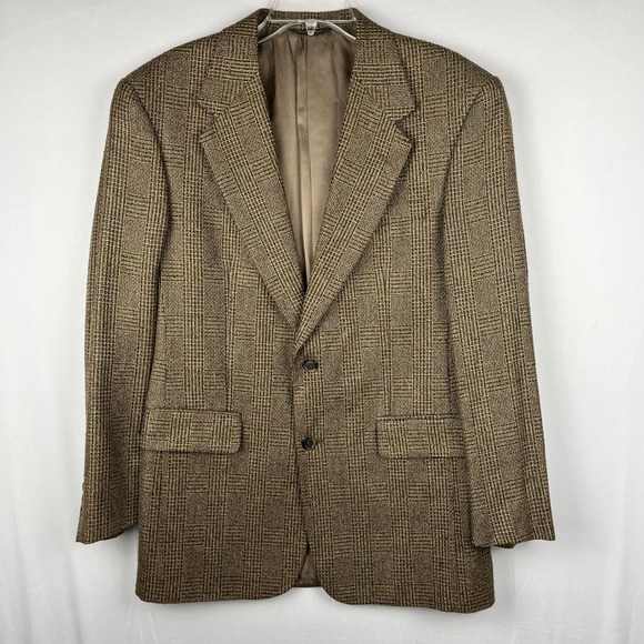 Roundtree & Yorke Other - Vtg Roundtree & Yorke Dillards Tweed Blazer Brown Plaid‎ Sport Coat Jacket 42R